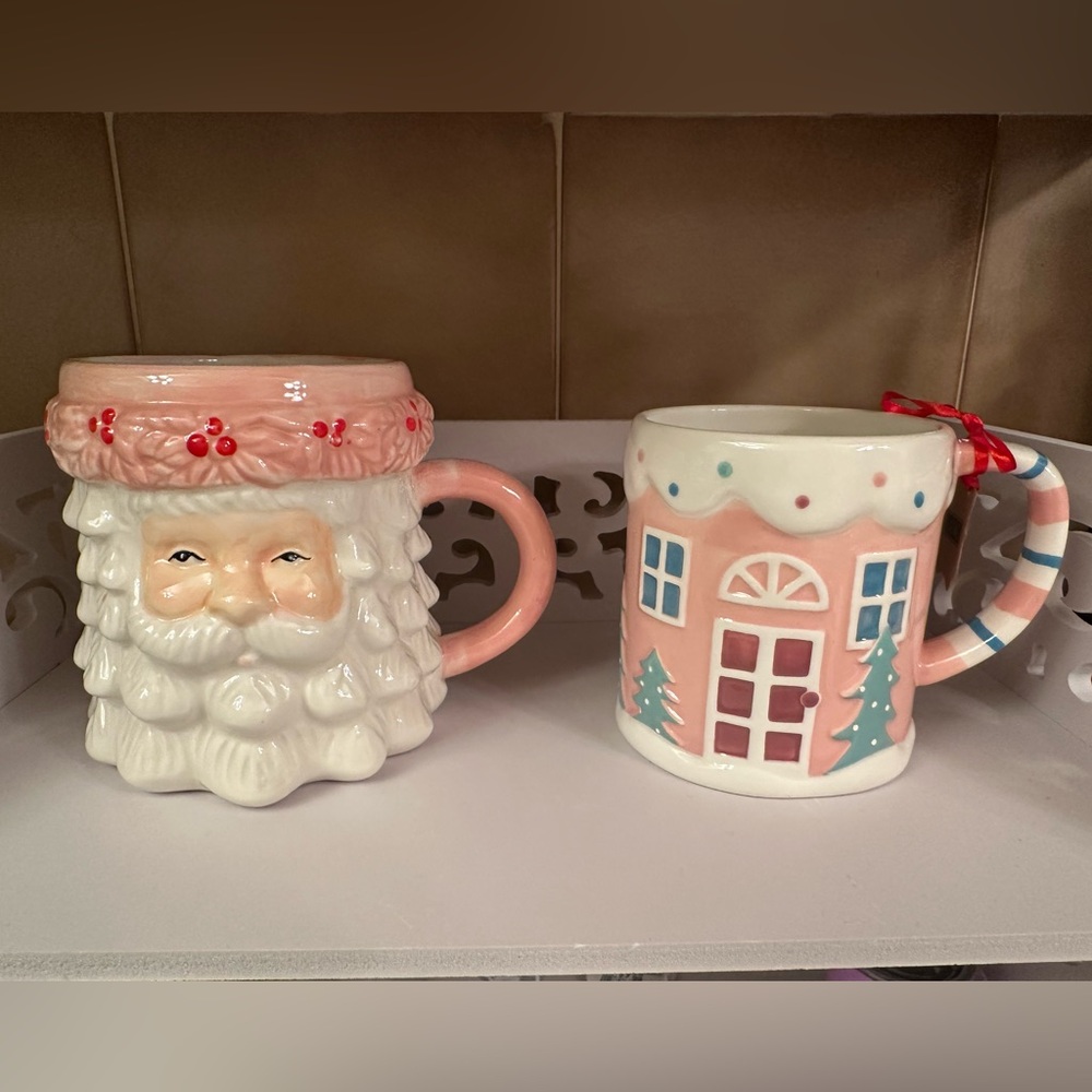 Festive Santa and House Mugs